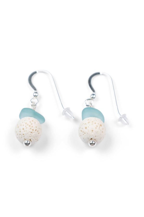 Sea Glass & Diffuser Earrings with Gift Box Womens>Accessories>Jewelry Fishers Finery Aqua 