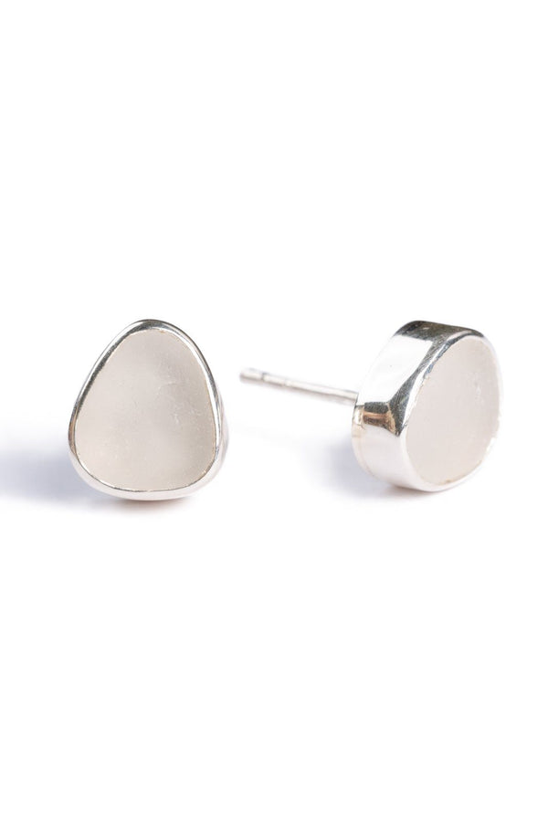 Sea Glass Small Post Earrings with Gift Box Womens>Accessories>Jewelry Fishers Finery White 