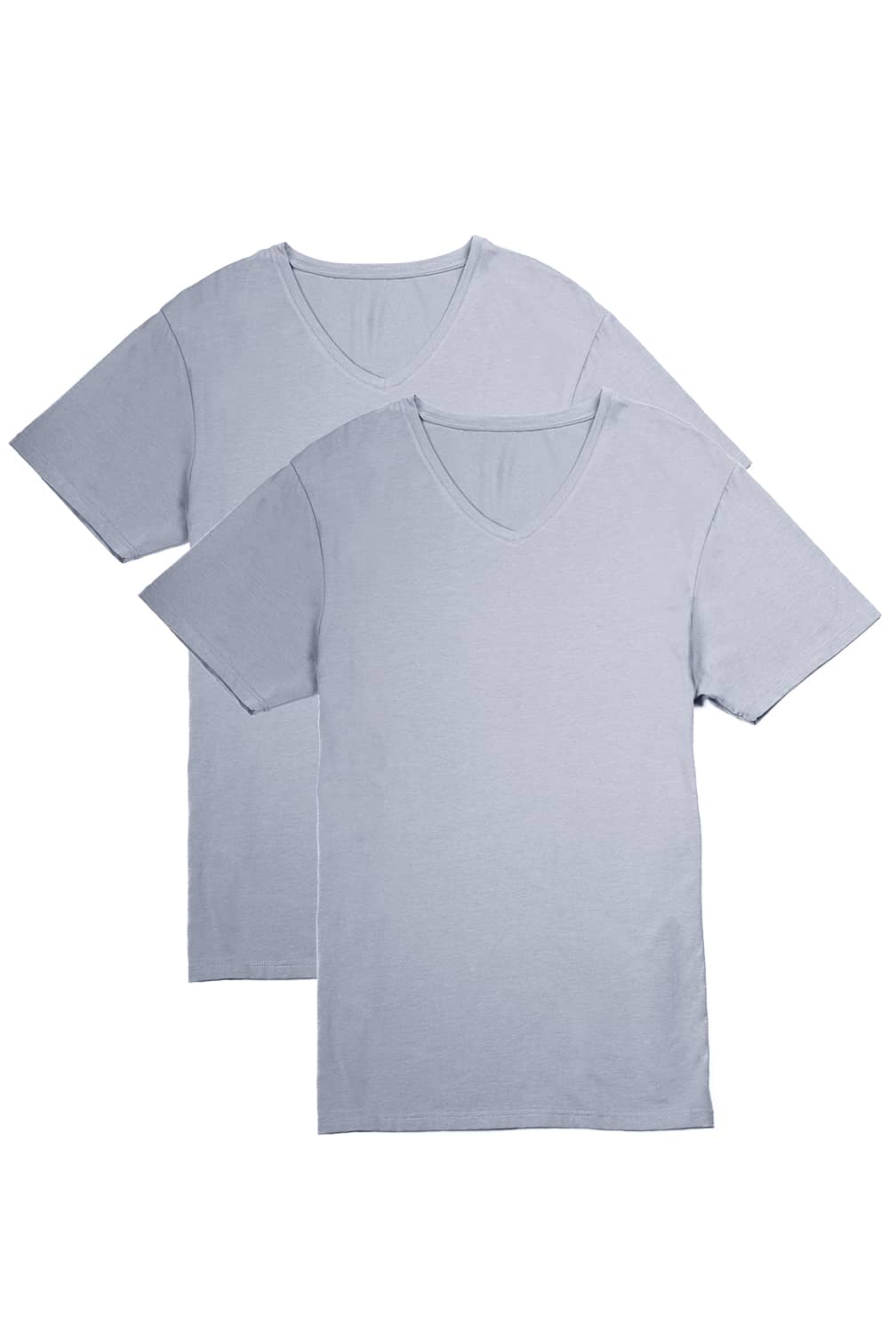 Men's Classic Fit Soft Stretch V-Neck Undershirt Mens>Casual>Tops Fishers Finery Sky Gray Small 2 Pack