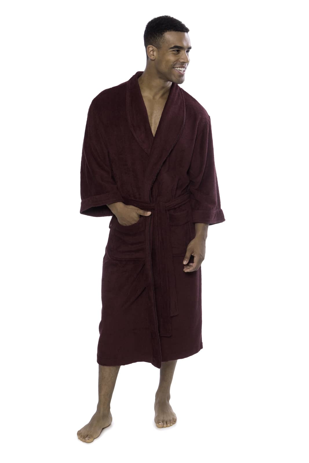 Texere Men's Terry Cloth Bathrobe Mens>Sleepwear>Robe Fishers Finery Burgundy S/M 