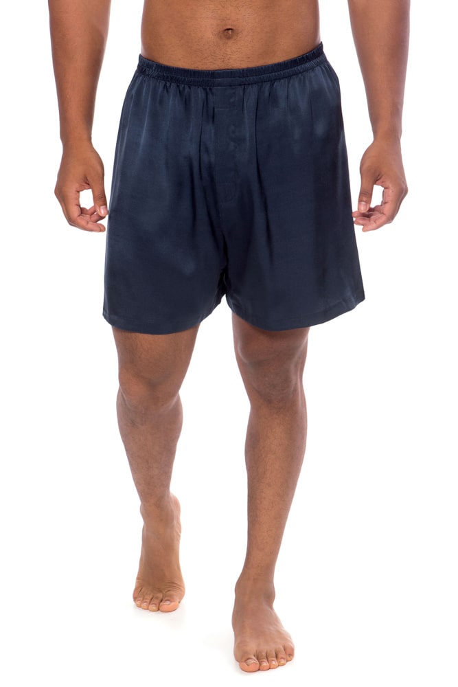 Texere Men's Organic Silk Boxer Fishers Finery Midnight Blue Small 