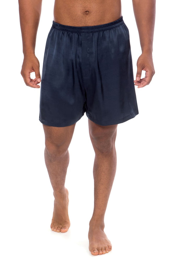 Texere Men's Organic Silk Boxer Fishers Finery Midnight Blue Small 