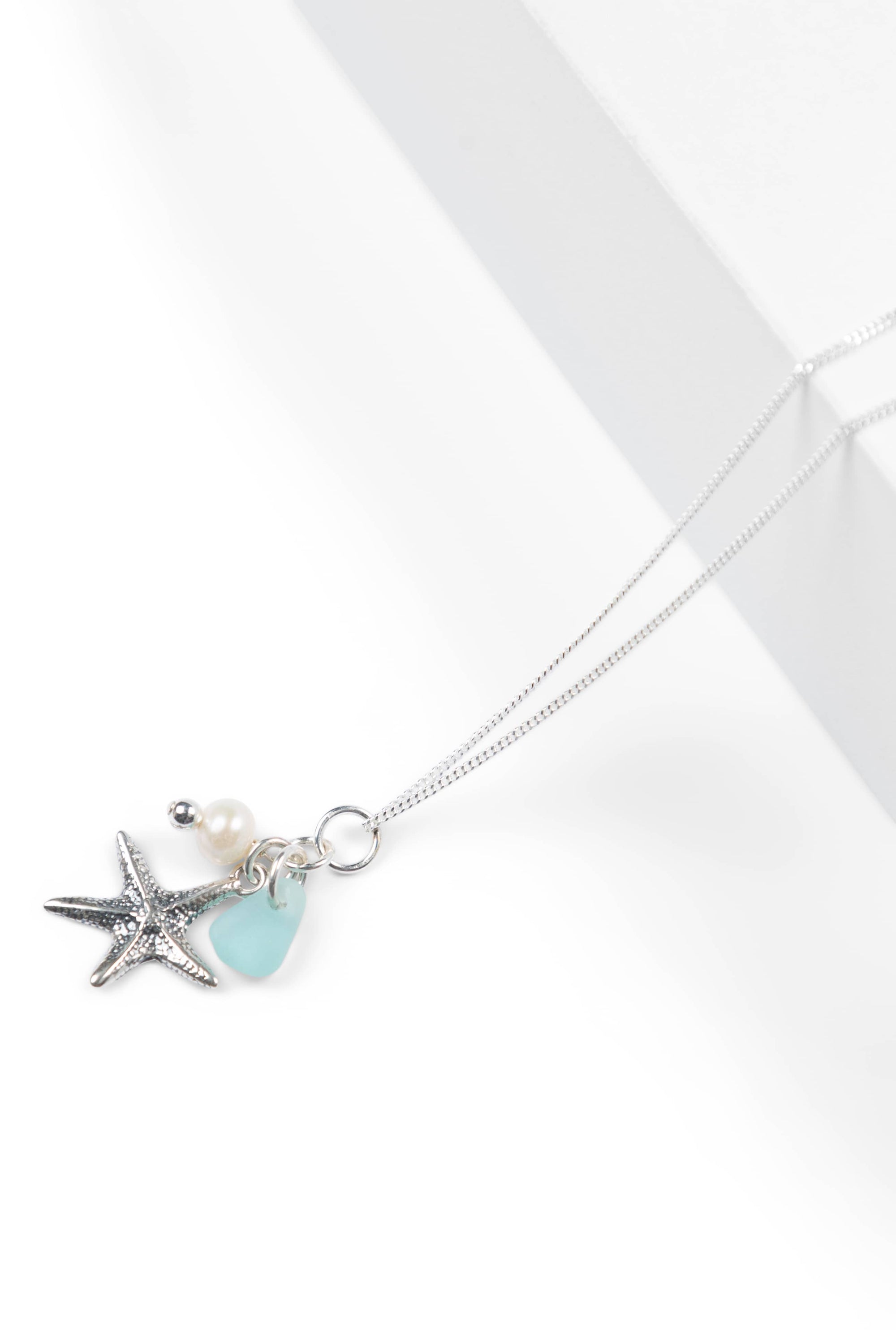 Starfish and Pearl Necklace with Gift Box Womens>Accessories>Jewelry Fishers Finery Aqua 