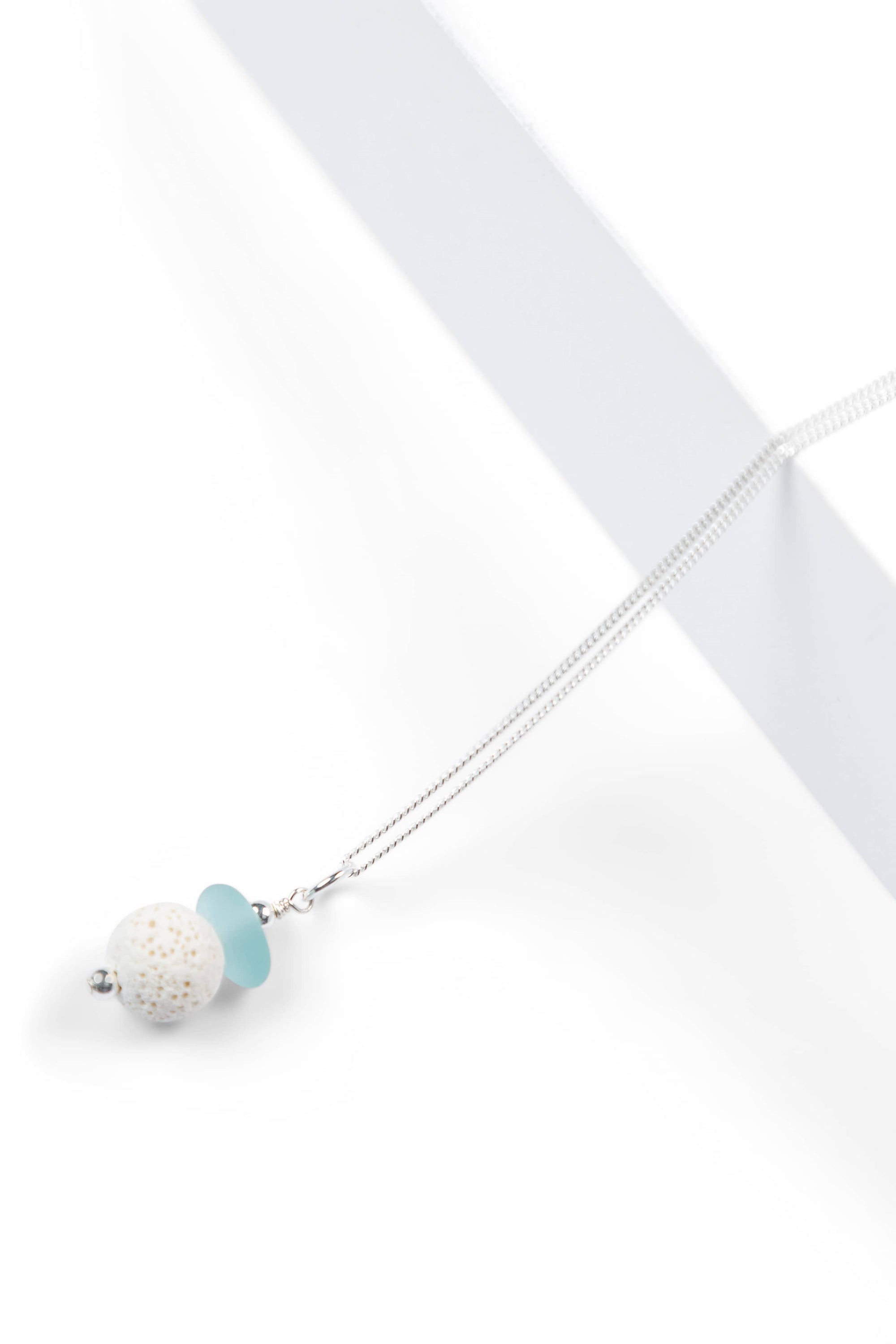 Sea Glass & Diffuser Necklace with Gift Box Womens>Accessories>Jewelry Fishers Finery Aqua 