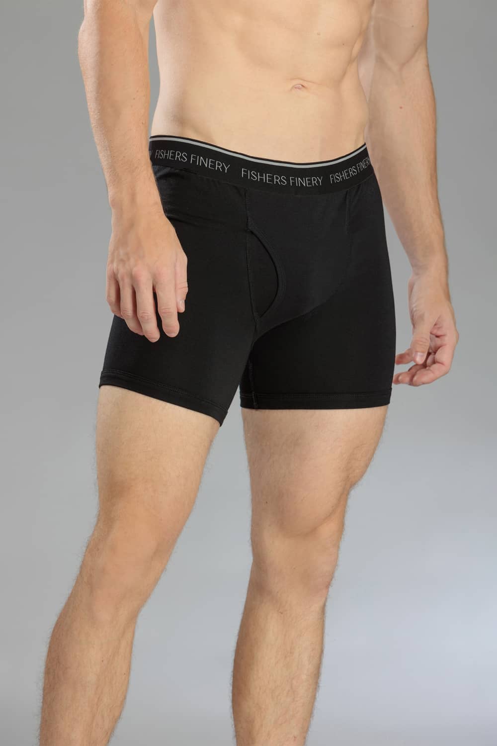 Men's Classic Fit Soft Stretch Boxer Brief - Multi Pack Options Mens>Underwear Fishers Finery Black Small Single Pack