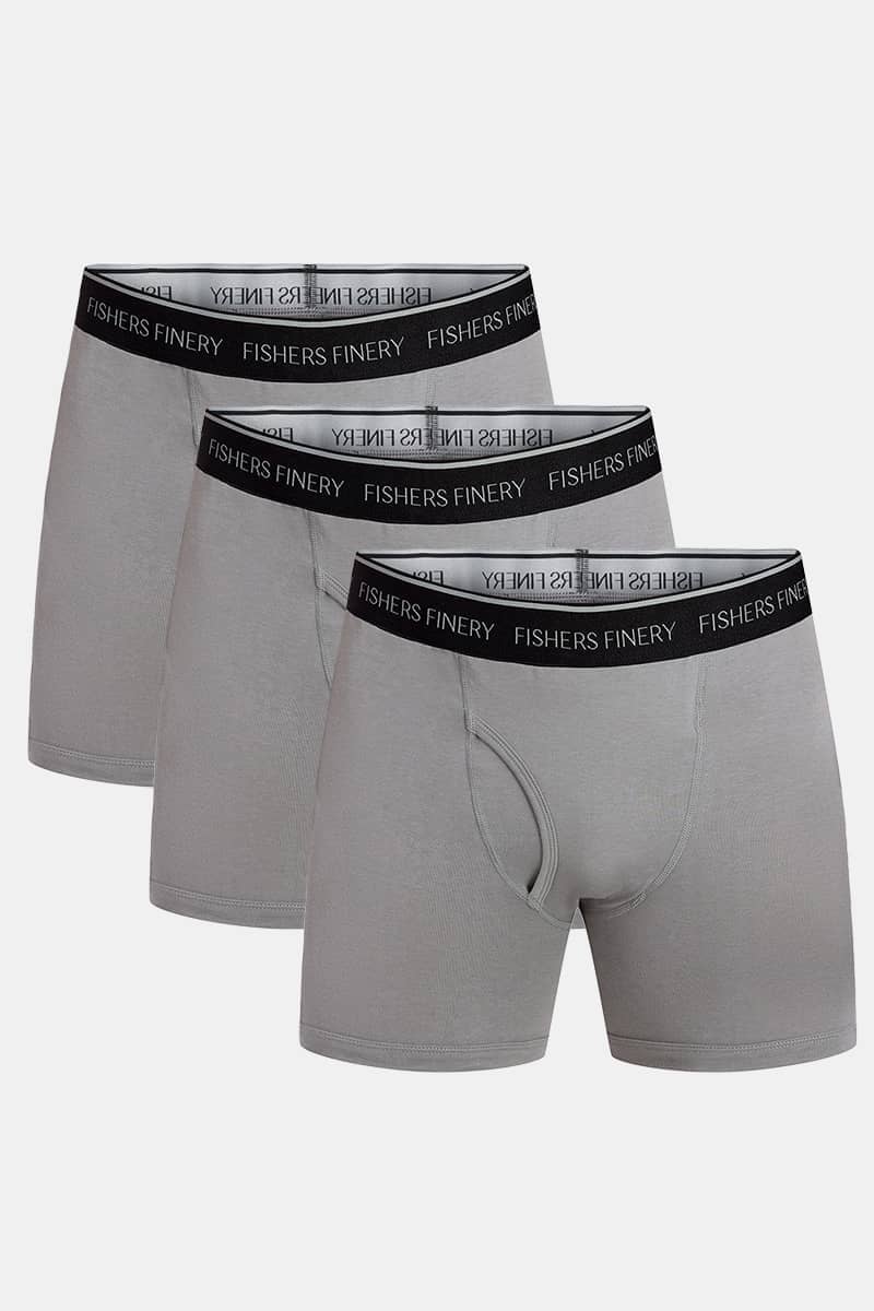 Men's Classic Fit Soft Stretch Boxer Brief - Multi Pack Options Mens>Underwear Fishers Finery Sky Gray Small 3 Pack