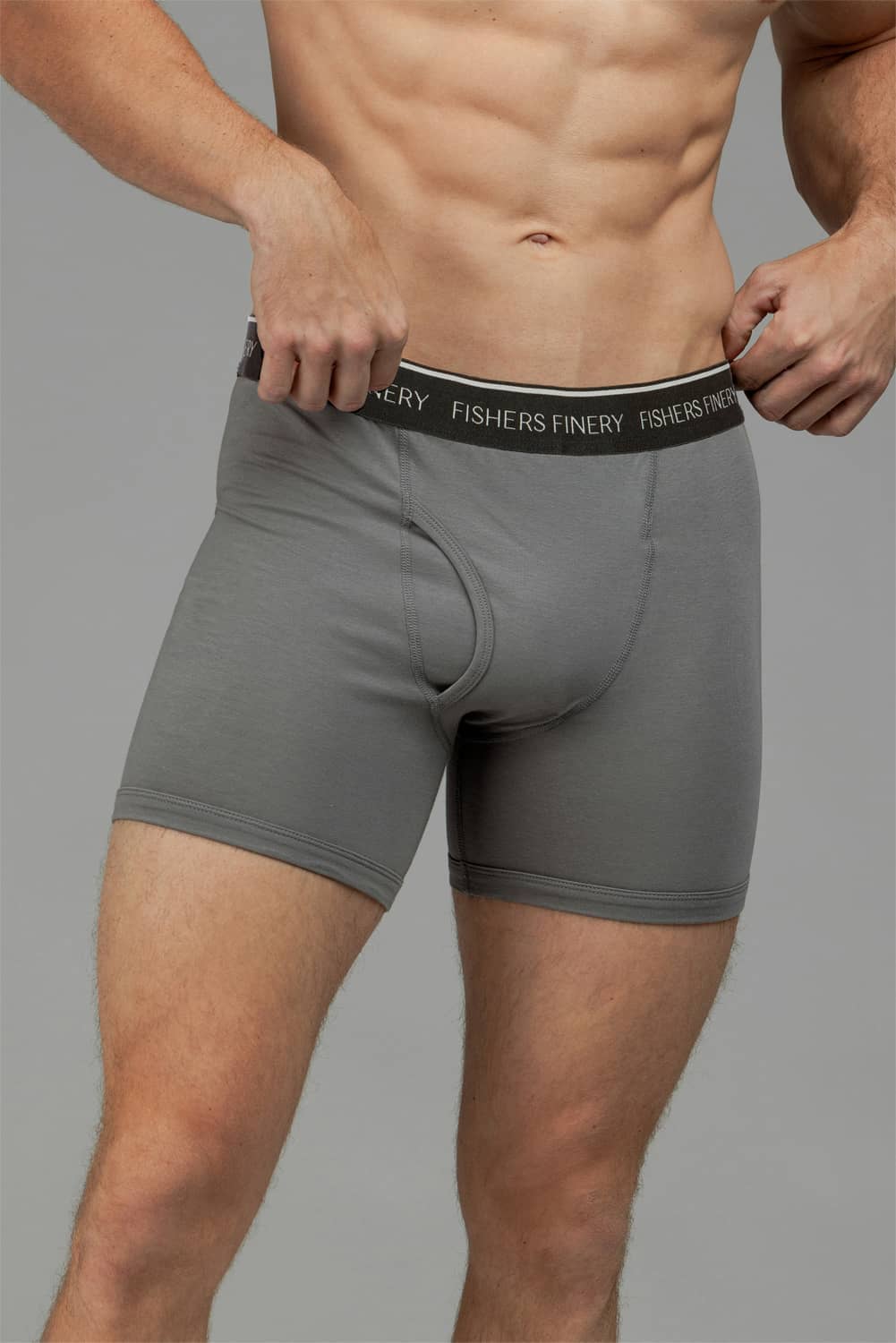 Men's Classic Fit Soft Stretch Boxer Brief - Multi Pack Options Mens>Underwear Fishers Finery Sky Gray Small Single Pack