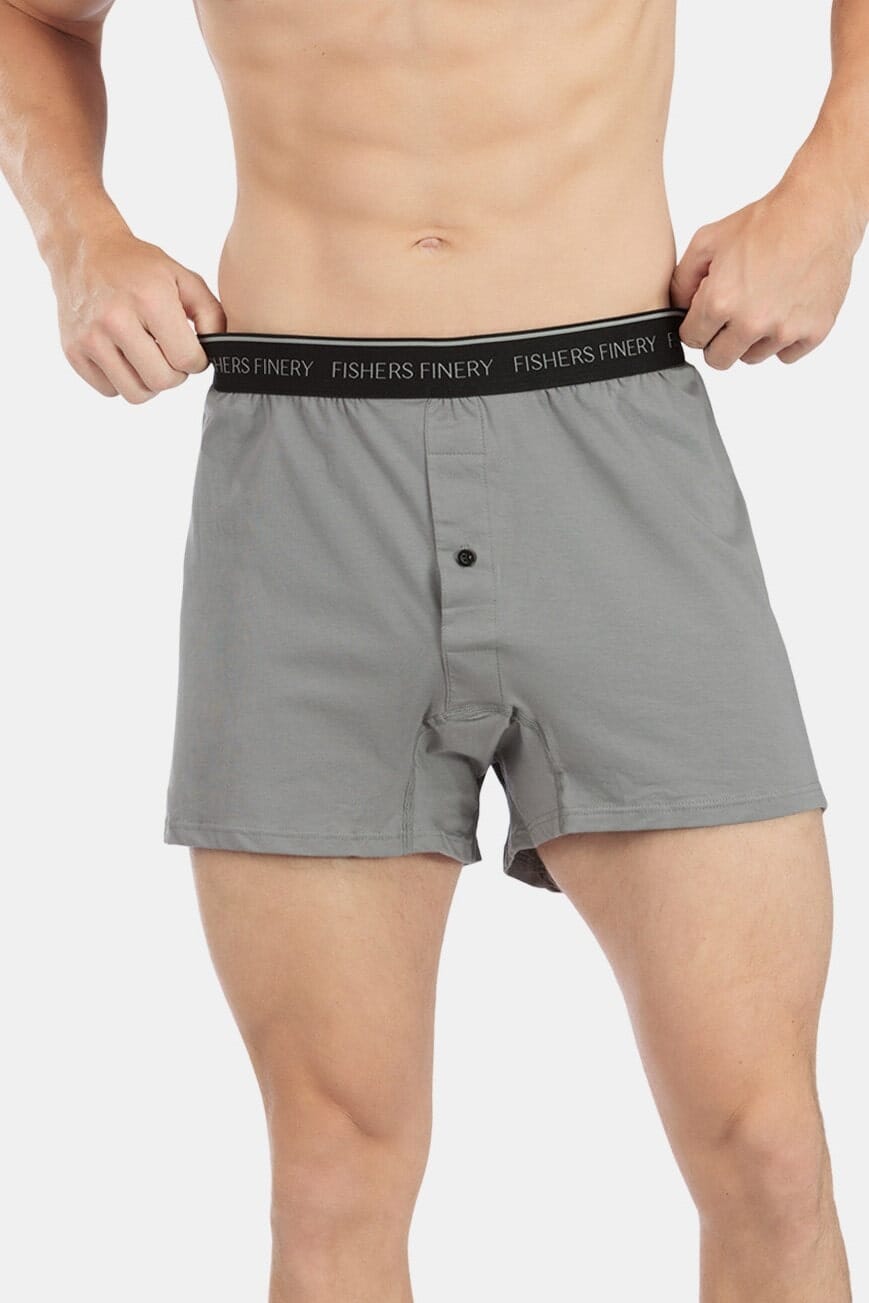 Men's Relaxed Fit Soft Knit Boxer - Multi Pack Options Mens>Underwear Fishers Finery Sky Gray Small Single Pack