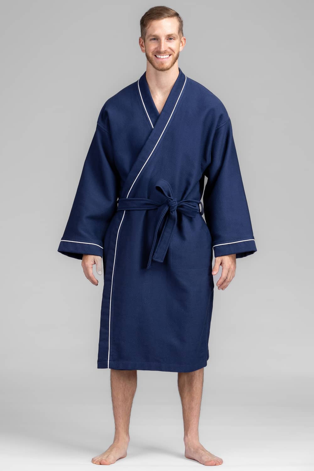 Texere Men's Modal Kimono Bathrobe with Quilted Design Mens>Sleepwear>Robe Fishers Finery MIDNIGHT BLUE MEDIUM 