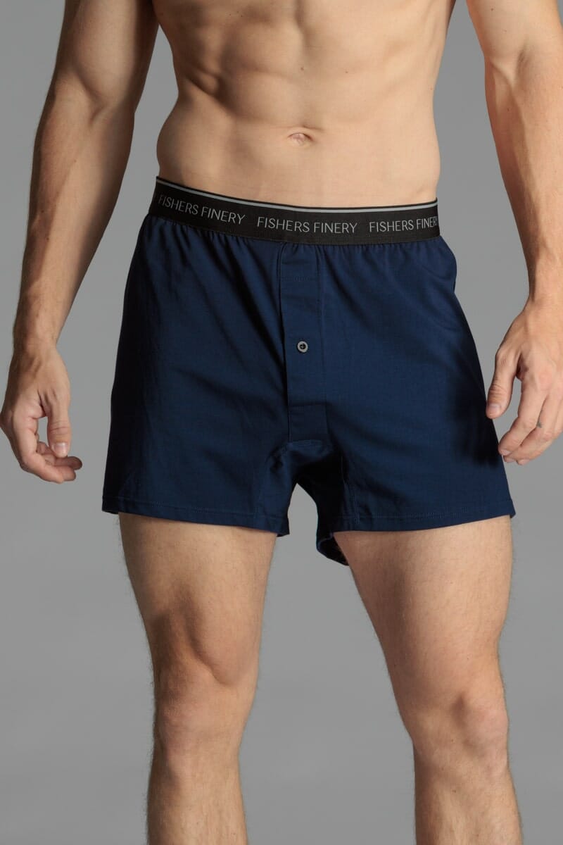 Men's Relaxed Fit Soft Knit Boxer - Multi Pack Options Mens>Underwear Fishers Finery Navy Small Single Pack