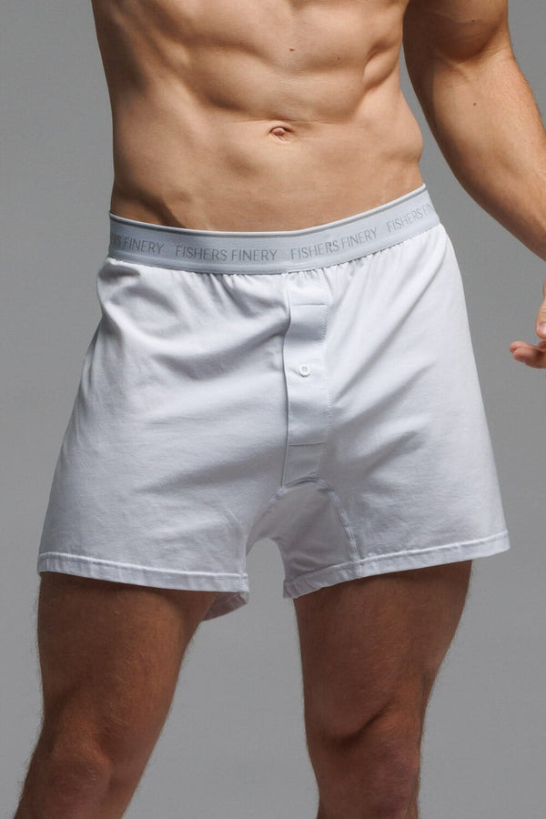 Men's Relaxed Fit Soft Knit Boxer - Multi Pack Options Mens>Underwear Fishers Finery White Small Single Pack