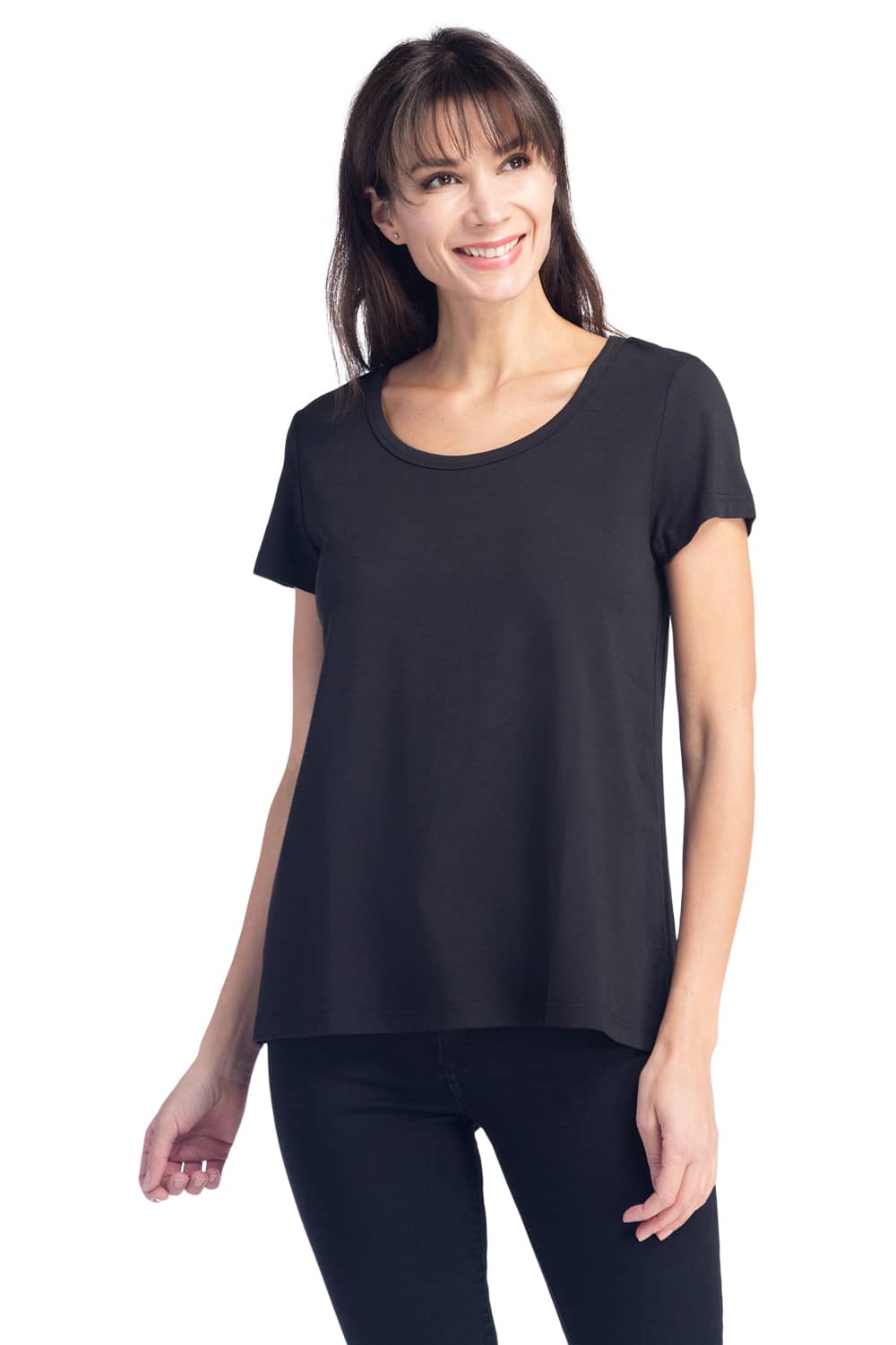 Women's Relaxed EcoFabric™ Scoop Neck Tee Womens>Casual>Top Fishers Finery Black X-Small 