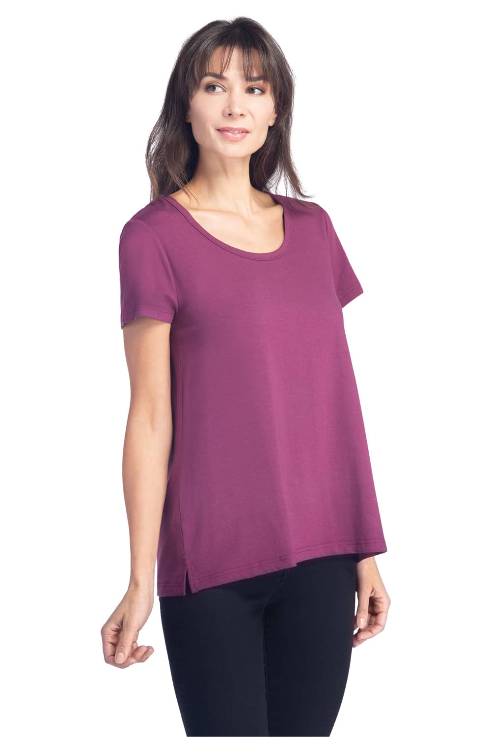 Women's Relaxed EcoFabric™ Scoop Neck Tee Womens>Casual>Top Fishers Finery Wine X-Small 