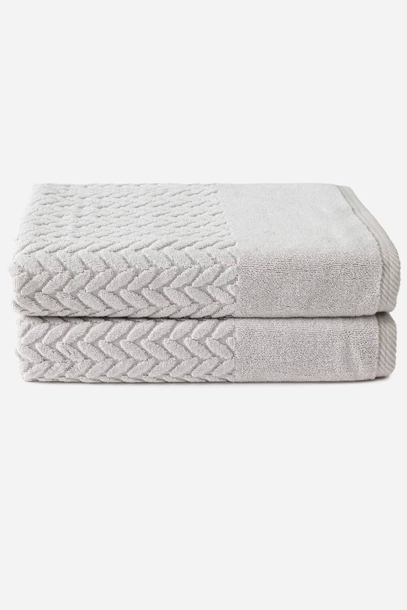 Texere 100% Organic Cotton Cable Knit Jacquard Towel Set Fishers Finery Light Taupe 2 Pack 