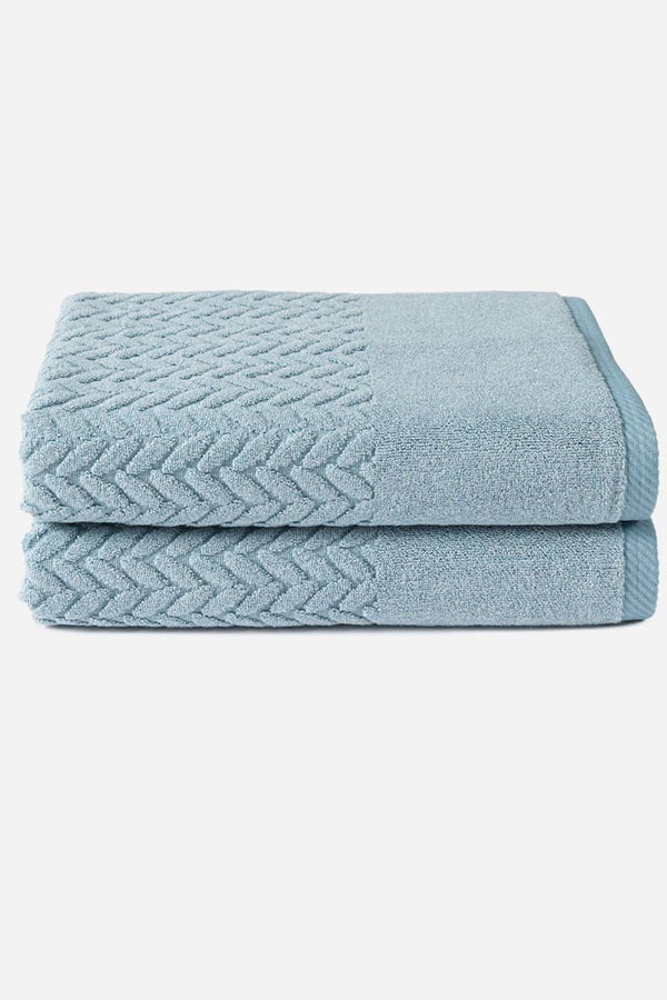 Texere 100% Organic Cotton Cable Knit Jacquard Towel Set Fishers Finery Smoke Blue 2 Pack 
