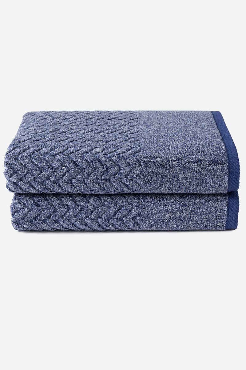 Texere 100% Organic Cotton Cable Knit Jacquard Towel Set Fishers Finery Estate Blue 2 Pack 