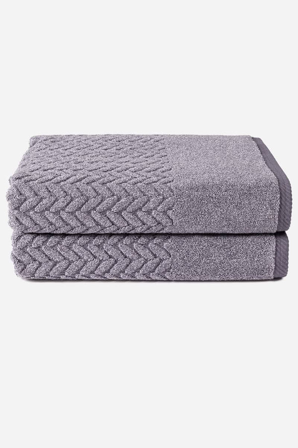 Texere 100% Organic Cotton Cable Knit Jacquard Towel Set Fishers Finery Granite Gray 2 Pack 