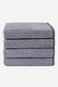 Texere 100% Organic Cotton Cable Knit Jacquard Towel Set Fishers Finery Granite Gray 4 Pack (4 Bath Towels) 
