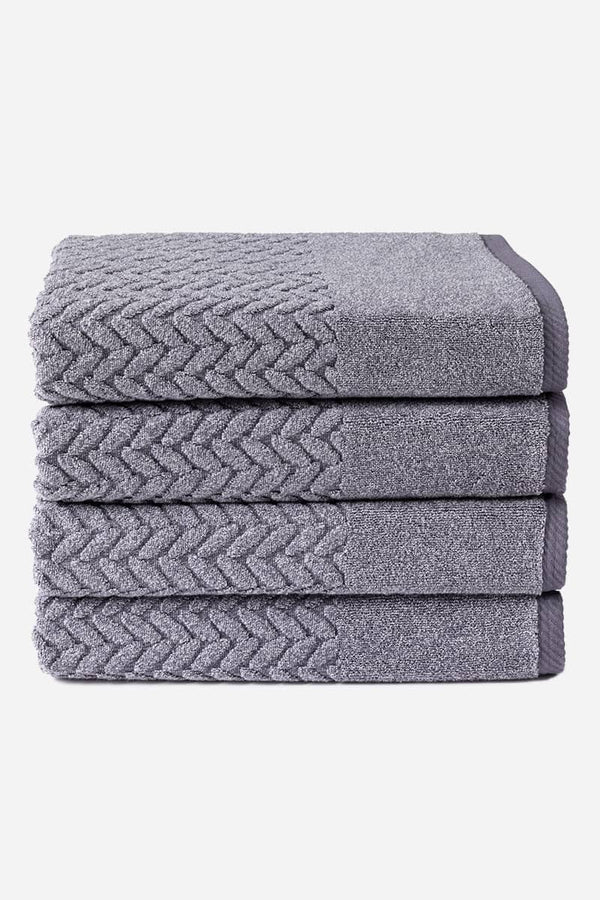 Texere 100% Organic Cotton Cable Knit Jacquard Towel Set Fishers Finery Granite Gray 4 Pack (4 Bath Towels) 