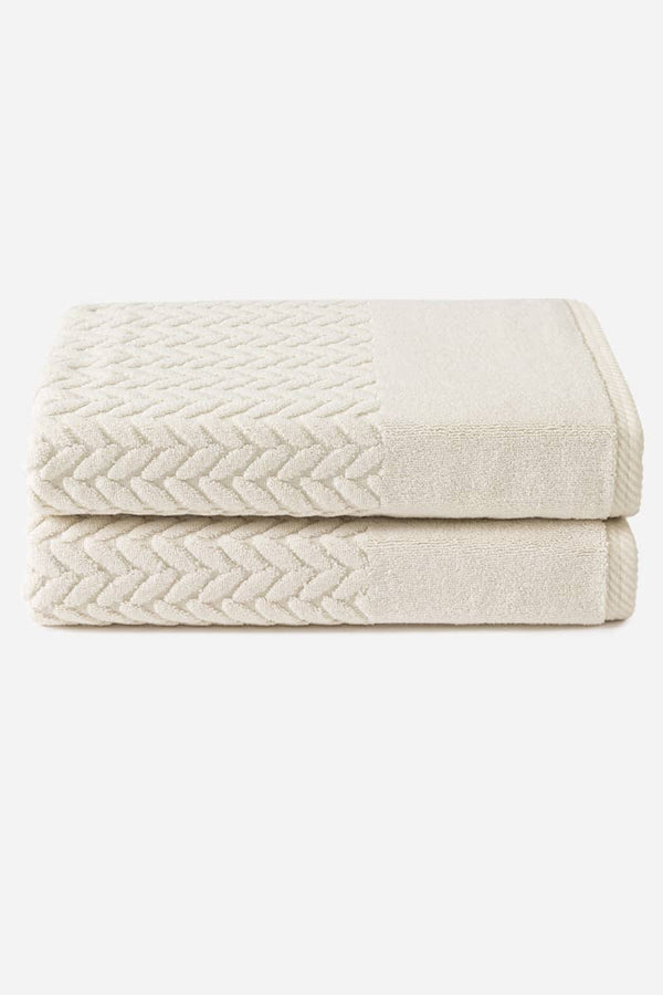 Texere 100% Organic Cotton Cable Knit Jacquard Towel Set Fishers Finery Birch 2 Pack 