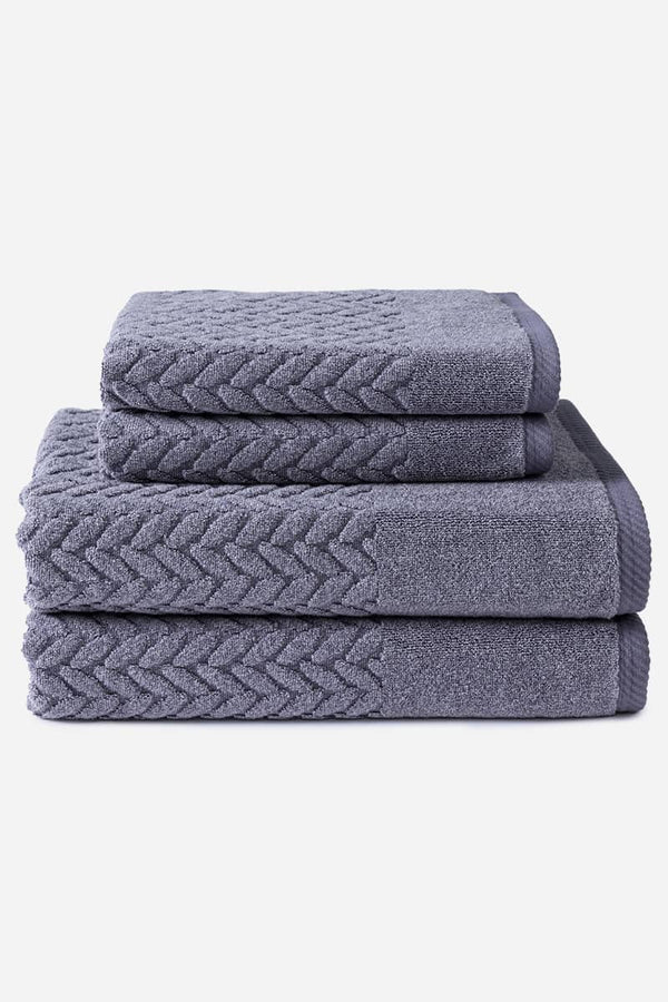 Texere 100% Organic Cotton Cable Knit Jacquard Towel Set Fishers Finery Excalibur 4 Pack (2 Bath & 2 Hand) 