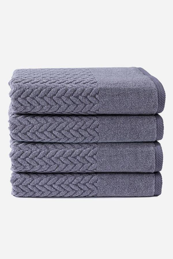 Texere 100% Organic Cotton Cable Knit Jacquard Towel Set Fishers Finery Excalibur 4 Pack (4 Bath Towels) 