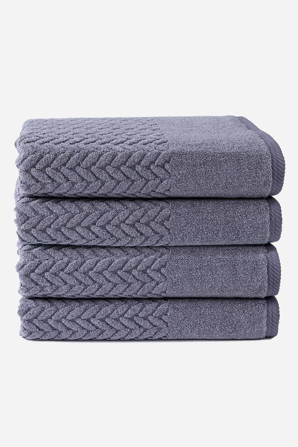 Texere 100% Organic Cotton Cable Knit Jacquard Towel Set Fishers Finery Excalibur 4 Pack (4 Bath Towels) 
