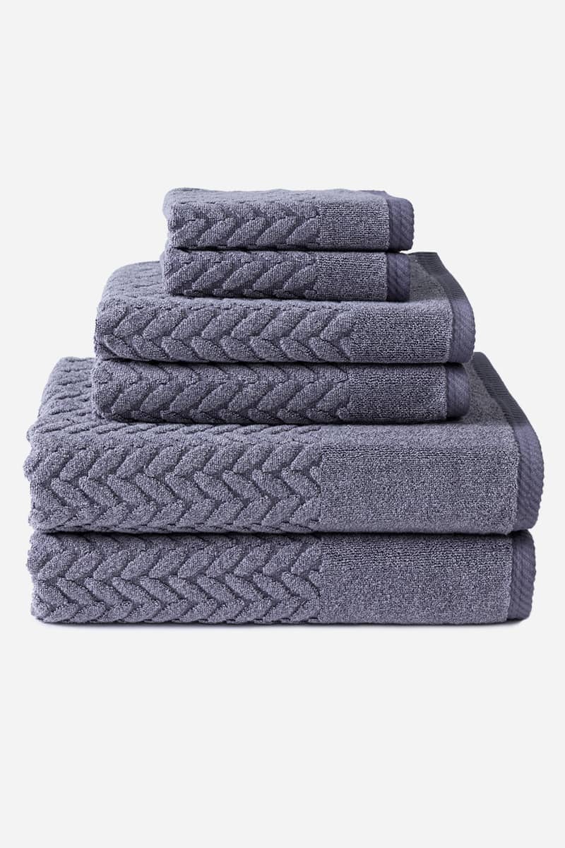 Texere 100% Organic Cotton Cable Knit Jacquard Towel Set Fishers Finery Excalibur 6 Pack 