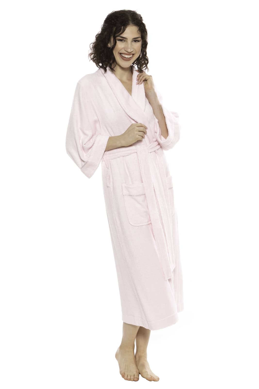 Texere Women's Terry Cloth Bathrobe Womens>Spa>Robe Fishers Finery Barely Pink S/M 