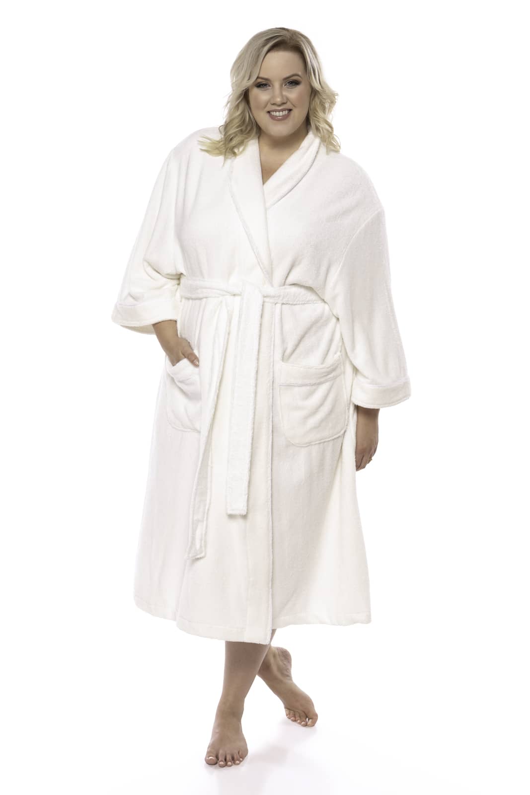 Texere Women's Terry Cloth Bathrobe Womens>Spa>Robe Fishers Finery Natural White 2X/3X 