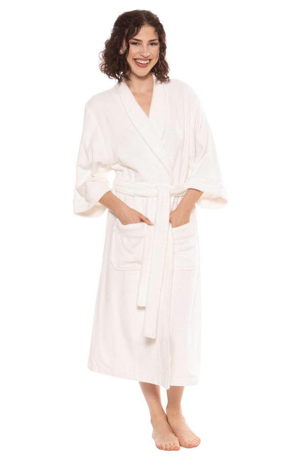 Texere Women's Terry Cloth Bathrobe Womens>Spa>Robe Fishers Finery Natural White S/M 