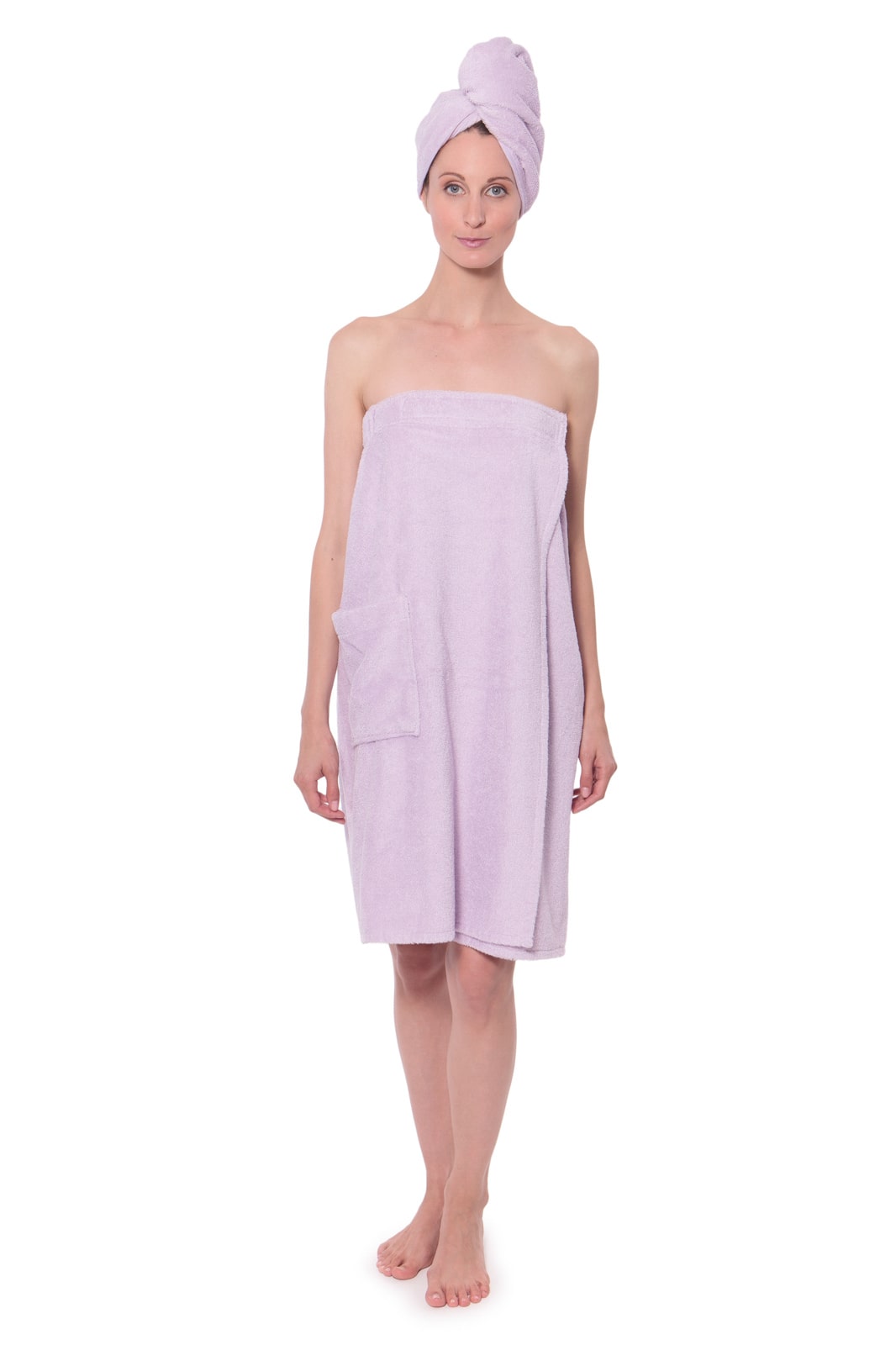 Texere Women's 2pc Terry Cloth Body and Hair Wrap Womens>Spa>Set Fishers Finery Lavender Fog S/M 