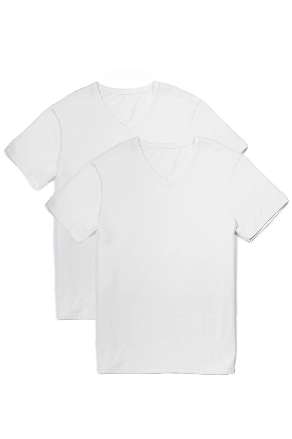 Men's Classic Fit Soft Stretch V-Neck Undershirt Mens>Casual>Tops Fishers Finery White Small 2 Pack