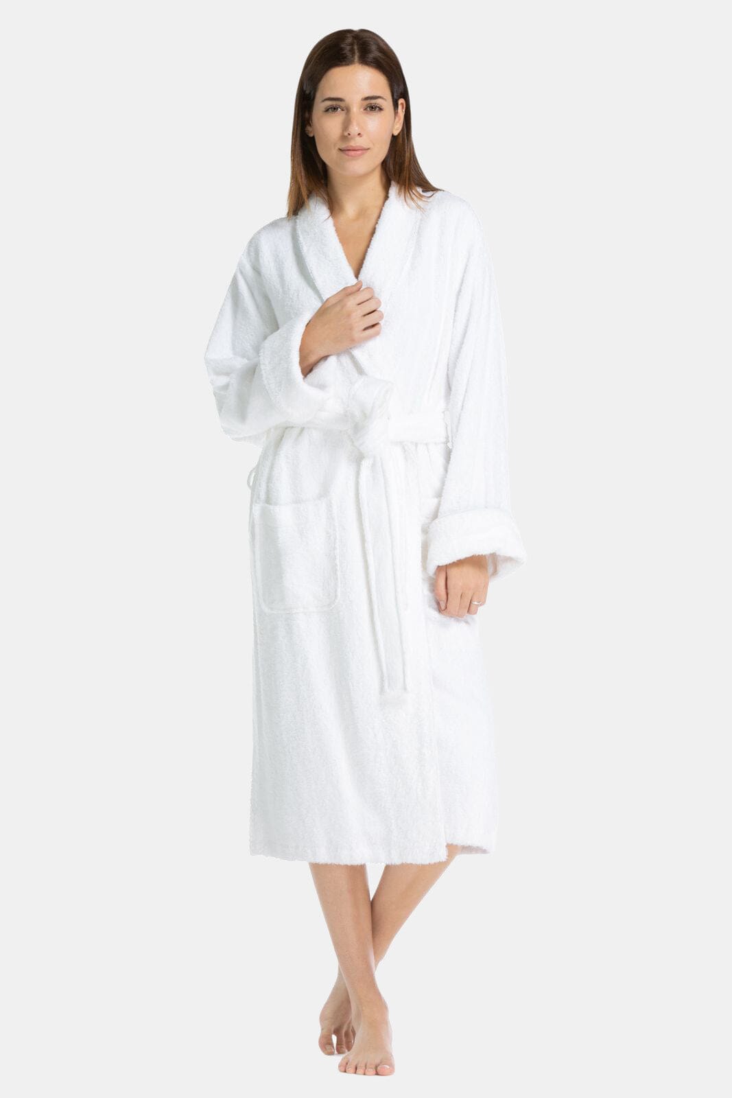 Women's Full Length Resort Terry Cloth Robe Womens>Spa>Robe Fishers Finery White L/XL 