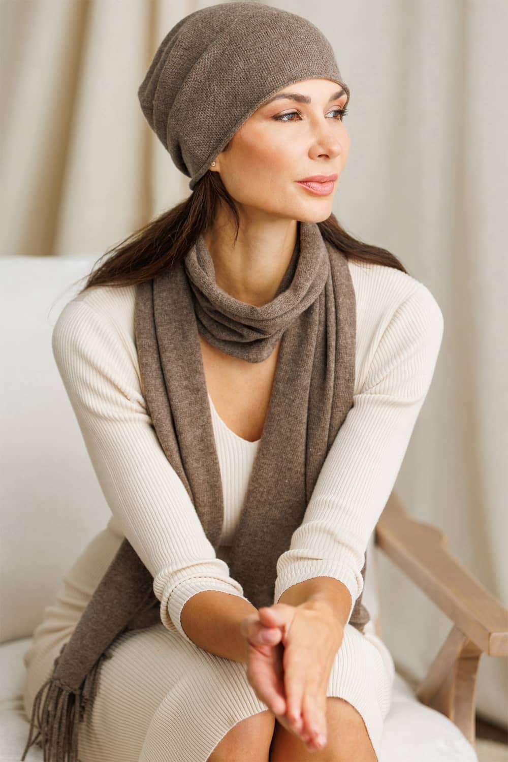 Women's Cashmere - Slouchy Beanie & Knit Scarf Gift Set | Fishers Finery