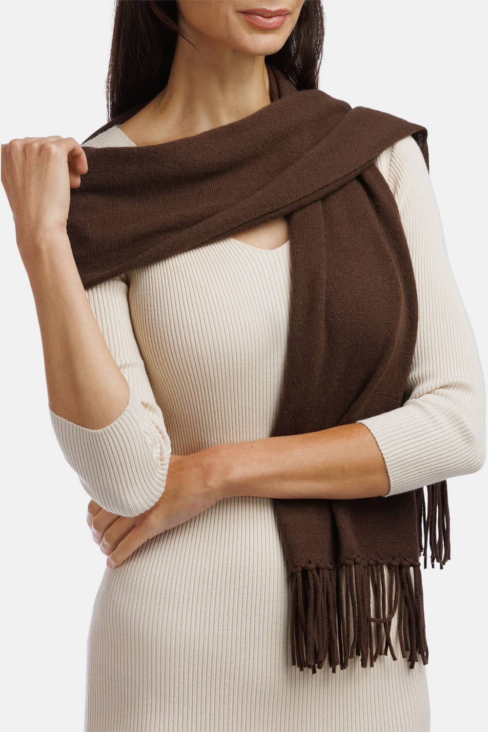 Fishers Finery Women's Cozy Cashmere Cable Knitted Winter Scarf  Black  Label Box, Brown, One Size : : Clothing, Shoes & Accessories