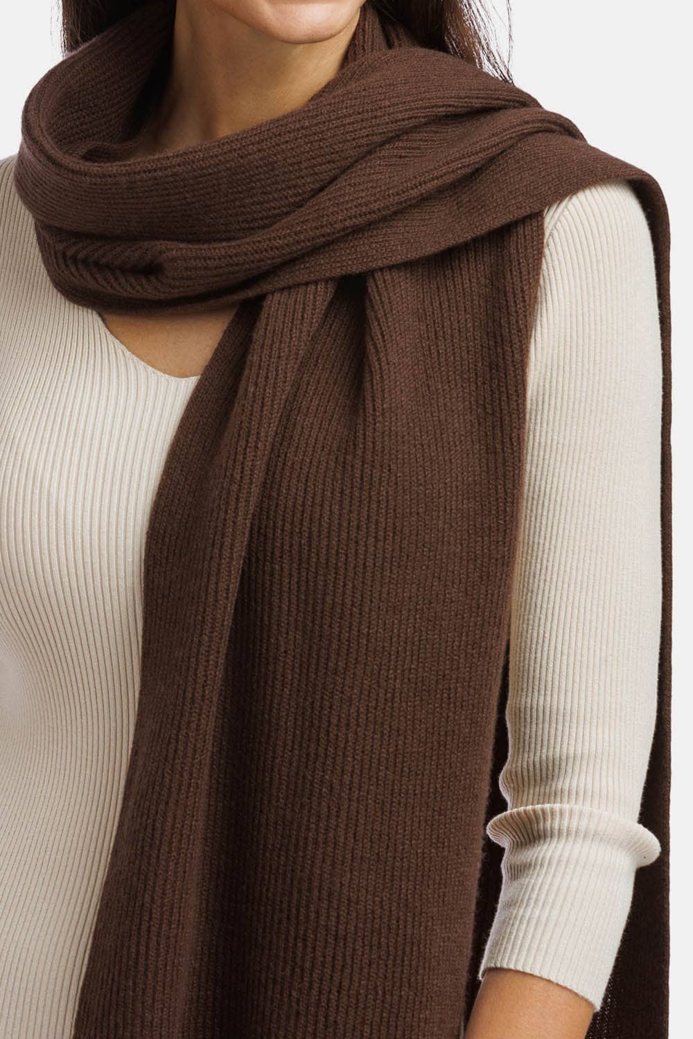 Women's 100% Pure Cashmere Ribbed Knit Scarf with Gift Box Womens>Accessories>Scarf Fishers Finery 