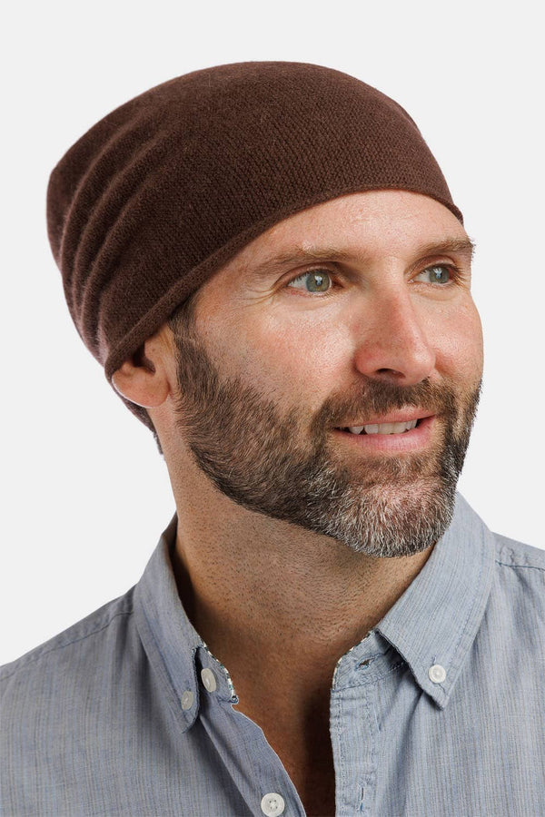 Men's 100% Pure Cashmere Slouchy Beanie Mens>Accessories>Hat Fishers Finery Cocoa One Size Fits Most 