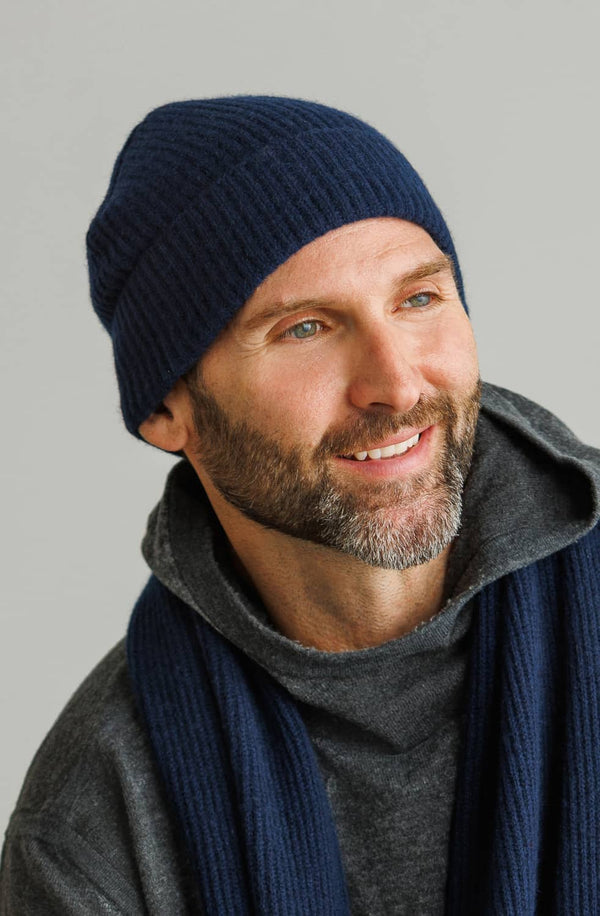 Men's 100% Pure Cashmere Ribbed Hat Mens>Accessories>Hat Fishers Finery 