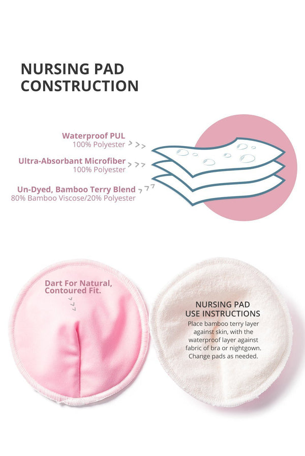 Reusable and Washable Bamboo Viscose/Terry Nursing Pad Set - Contoured Fit Womens>Maternity>Accessories Fishers Finery 