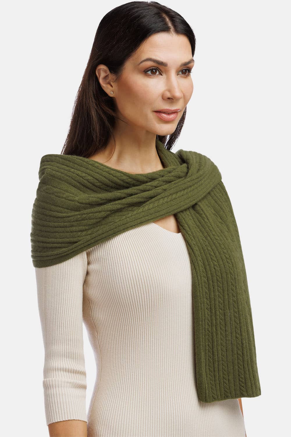 Women's Cable Knit Cashmere Scarf Gift Ready Fishers Finery
