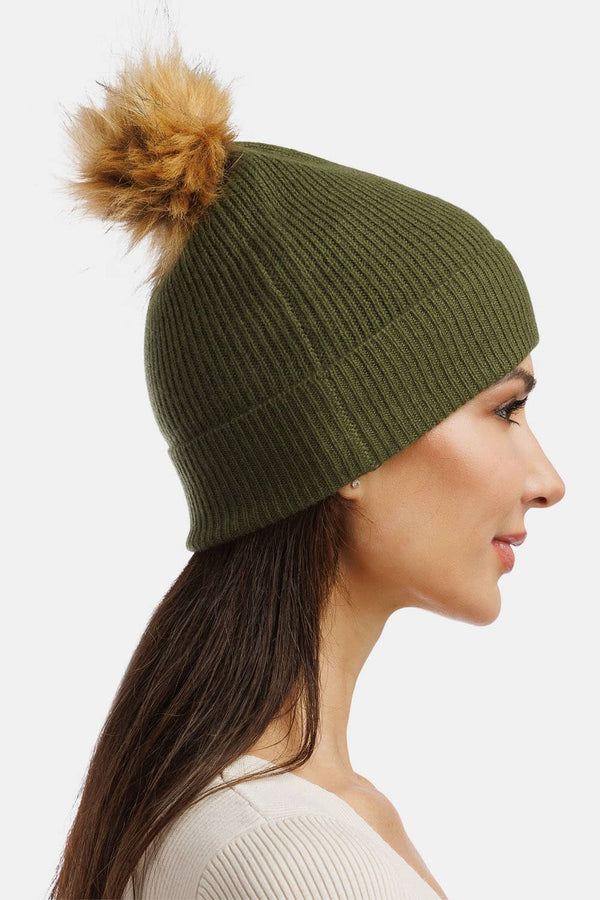 Women's 100% Pure Cashmere Pom Beanie Hat Womens>Accessories>Hat Fishers Finery 