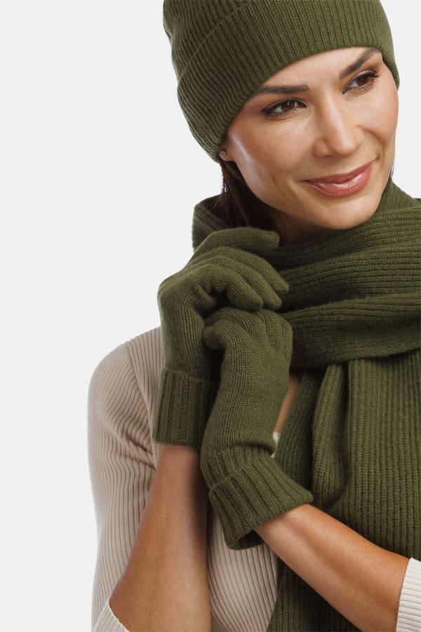 Women's 100% Pure Cashmere Gloves with Ribbed Cuff Womens>Accessories>Gloves Fishers Finery 