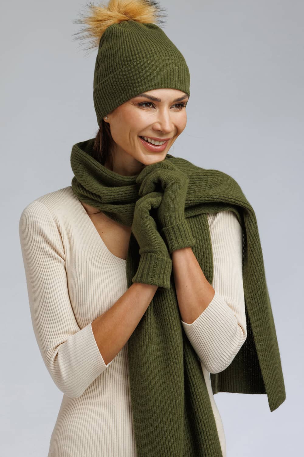 Women's 100% Pure Cashmere Gloves with Ribbed Cuff Womens>Accessories>Gloves Fishers Finery 