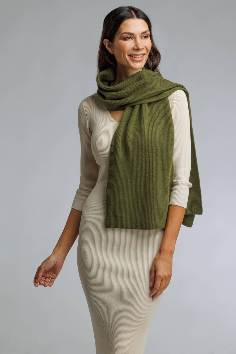 Women's 100% Pure Cashmere Ribbed Knit Scarf with Gift Box Womens>Accessories>Scarf Fishers Finery 