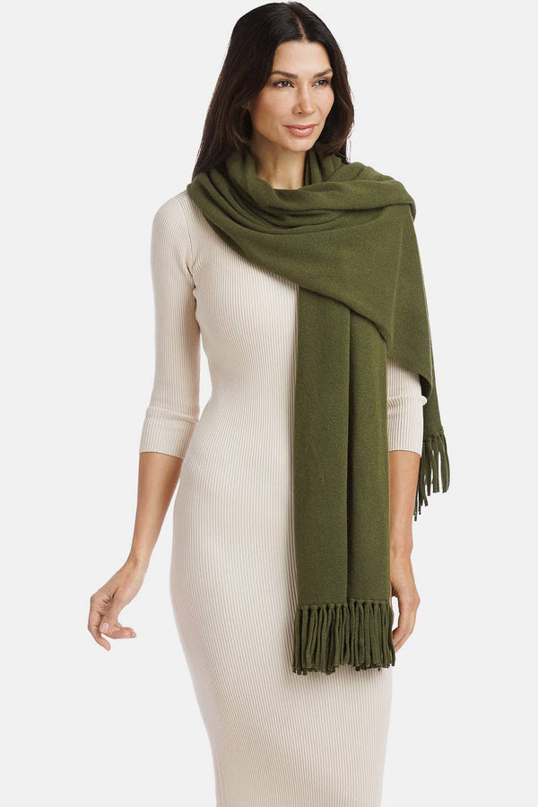 Women's 100% Pure Cashmere Knit Shawl Wrap with Fringe and Gift Box Womens>Accessories>Scarf Fishers Finery 