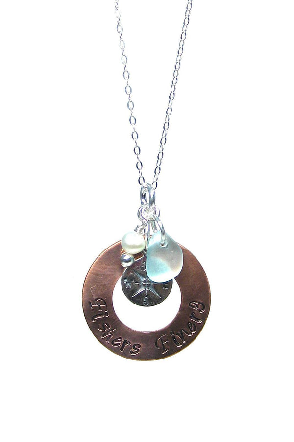 Compass Charm Necklace with Gift Box Womens>Accessories>Jewelry Fishers Finery Aqua 