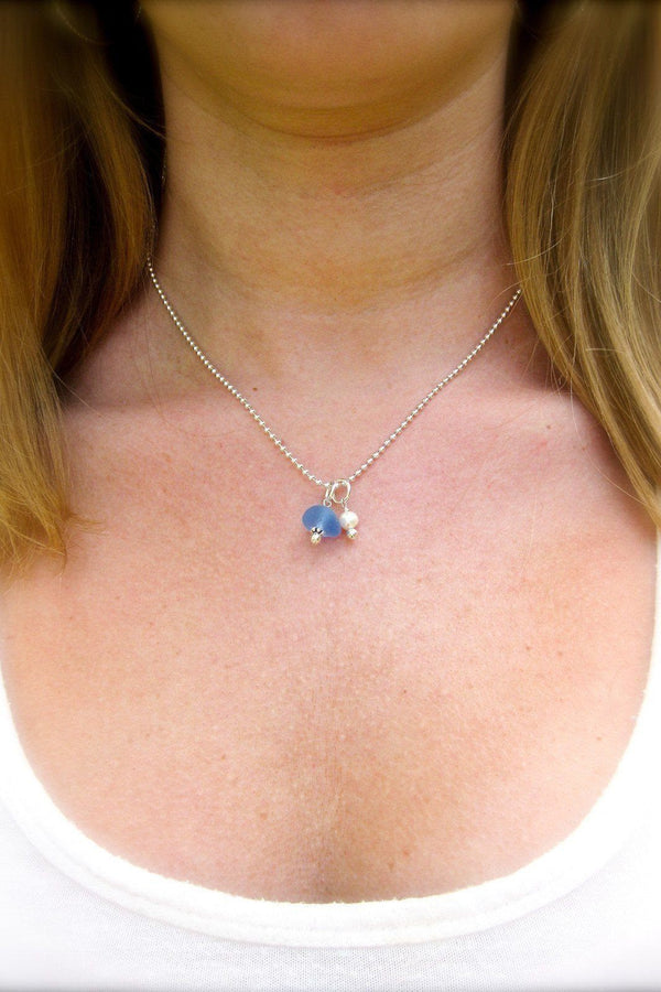 Sea Glass Charm & Pearl Necklace with Gift Box Womens>Accessories>Jewelry Fishers Finery 