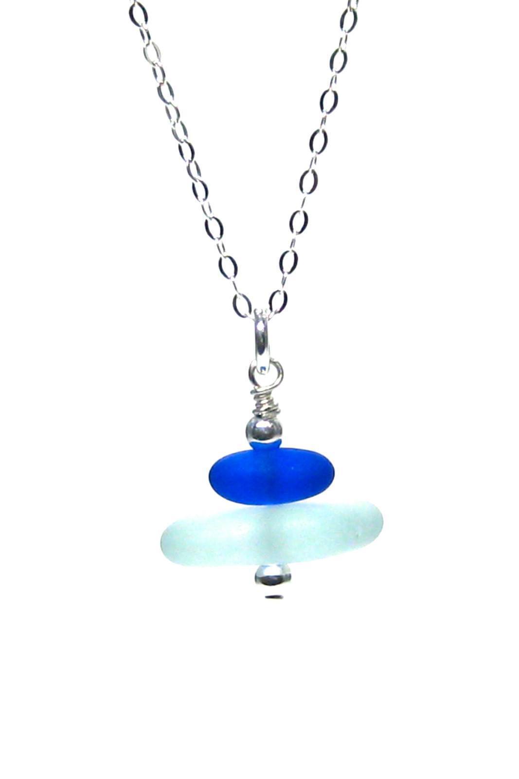 Stacked Sea Glass Necklace with Gift Box Womens&gt;Accessories&gt;Jewelry Fishers Finery Mist 