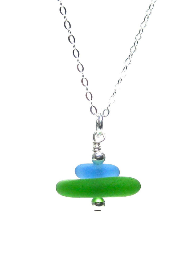 Stacked Sea Glass Necklace with Gift Box Womens>Accessories>Jewelry Fishers Finery Tropical 